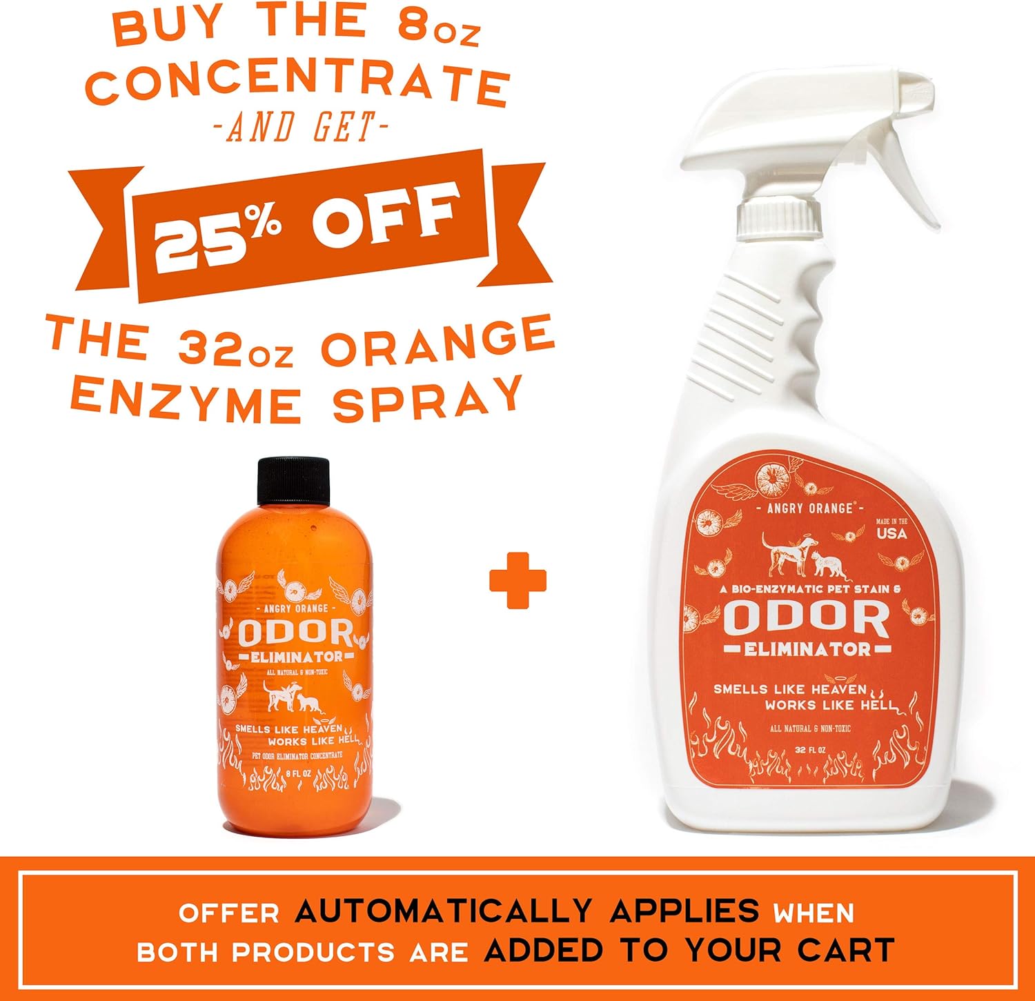 Angry Orange Pet Odor Eliminator for Dog and Cat Urine, Makes 1 Gallon