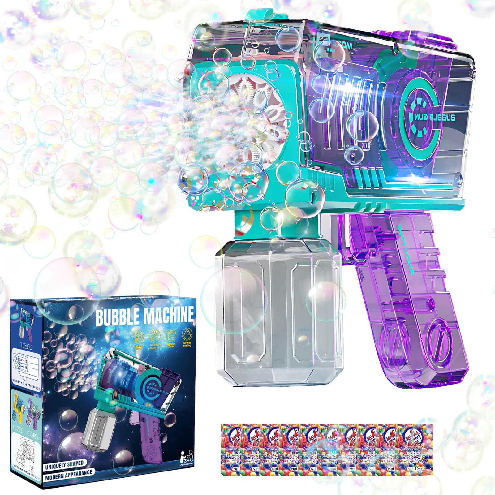 Beria Bubble Gun Toys for Kids 3-8 Year Olds: Bubble Machine Bubble Gun for Kids Bubble Maker Birthday Gifts for Boys Age 3 4 5 6 7 8 Years Old Presents Party Outdoor Garden Lawn Bubble Blower Toy