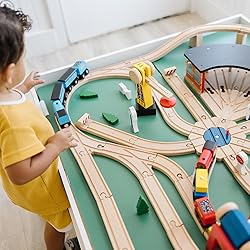 Melissa & Doug Deluxe Wooden Railway Train Set