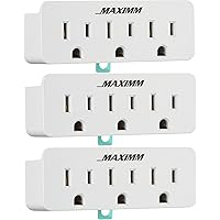 Maximm (3-Pack) 3 Outlet Grounding Adapter With Grounding Plug White, Turn 2-Prong Outlet To 3-Wire Grounding Outlets…