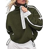Fhniepan Women's Oversized Fleece Sweatshirt Long Sleeve Half Zip Sherpa Y2k Fleece Pullover Top With Pockets