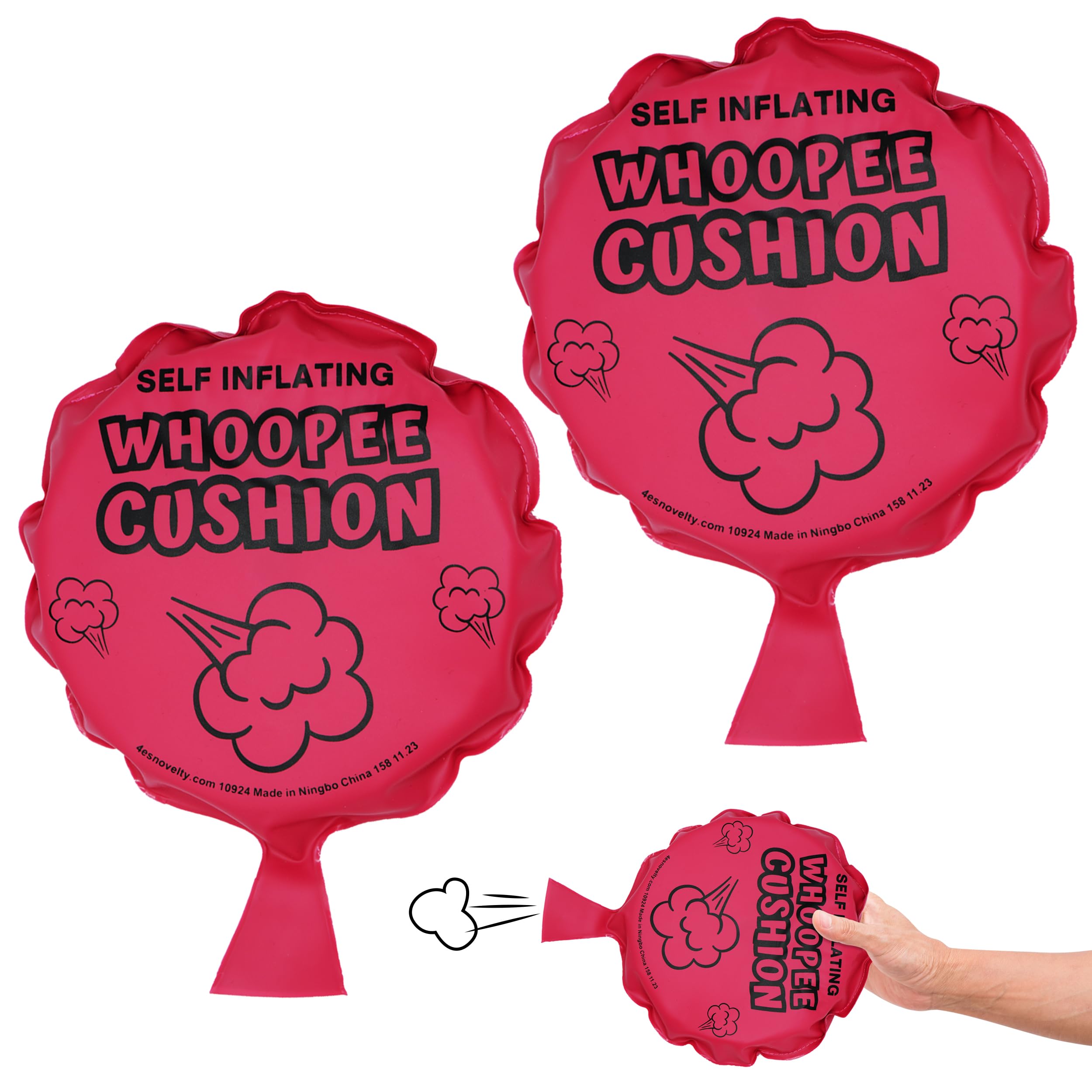 Photo 1 of 4E's Novelty 2-Pack Large Whoopee Cushions, 7-Inch Self-Inflating Whoopie Cushion for Kids & Adults, Durable Whoopee Cushion Toy, Pink Whoopie Pillows for Kids Prank for Party, Prank Cushion Toys