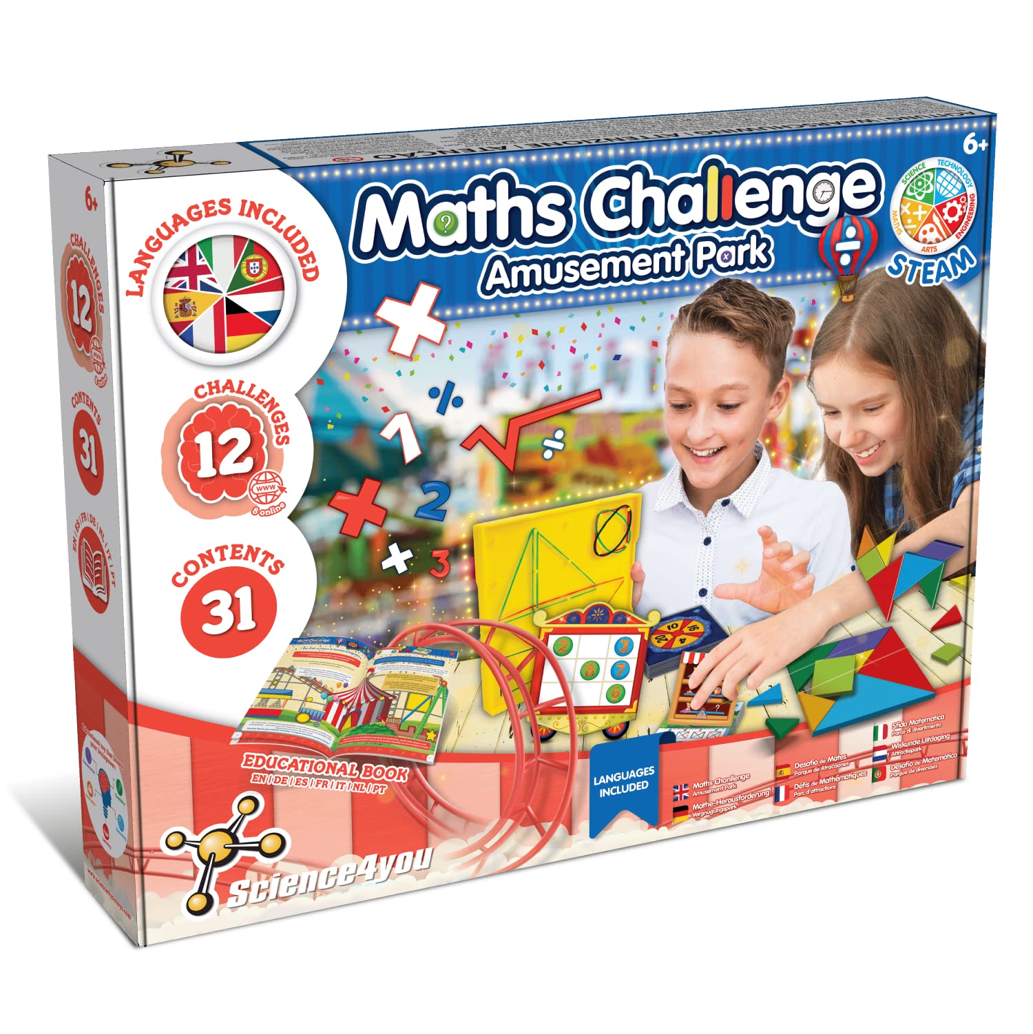 Science4you Educational 12 Maths Challenges-Montessori Board Games for 5 6 7 8+ Year olds, Kids Learning STEM Toys Age 6+