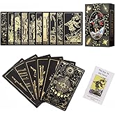 SUNHHX Tarot Cards, 78 Gold foil Tarot Cards Deck for Beginners and Professional Player with Box Tarot PVC Durable Waterproof Wrinkle Resistant