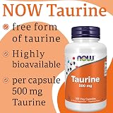 NOW Taurine 500mg 100 Vegan Capsules Lab Tested Gluten Free Soy Free view 5