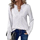 Dokotoo Womens Waffle Knit Tops V Neck Long Sleeve Shirts Henley Dresy Casual Blouses