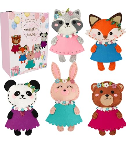 Suxdlan Kit De Couture Enfant – 12 Animaux En Feutre à Coudre (Labrador, Berger Allemand, Caniche…) – Créatif Et Éducatif Dès 5 Ans