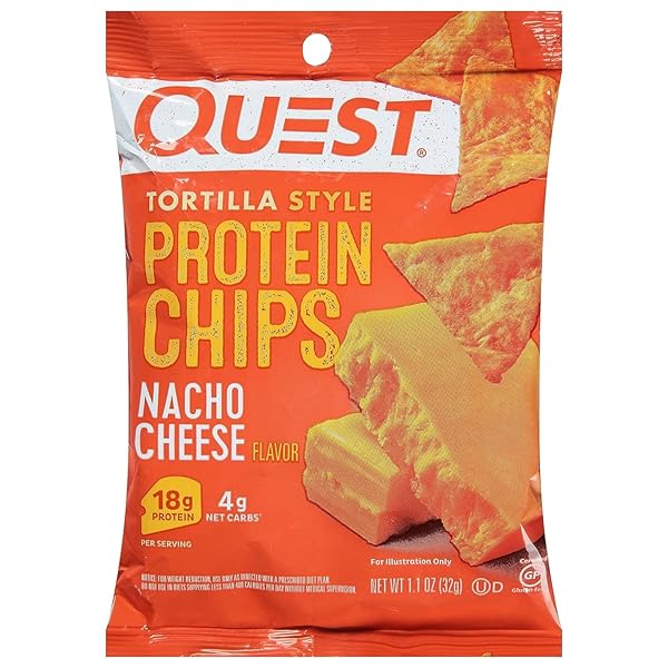 QUEST NUTRITION PROTEIN TORTILLA CHIPS, NACHO CHEESE, 18G...