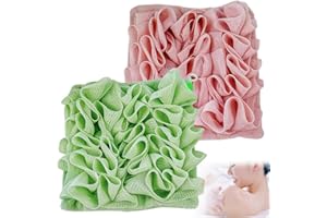 QIYUDA 2pcs Loofah Cloth for Bar Soap, Loofah Washcloth Pink and Green Shower Ball 2-in-1