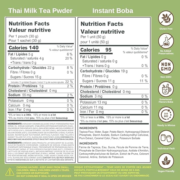 FLAVFAR THAI MILK TEA KIT – NOW WITH NO ADDED CONDENSED MILK | INSTANT BROWN SUGAR BOBA, LOW CALORIE, AUTHENTIC BUBBLE TEA FROM TAIWAN – 5 SERVINGS
