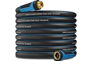 LINQUO Hybrid Garden Hose 100 FT x 5/8",Heavy Duty Water Hose With 3/4" Solid Brass Fittings, No-Tangle & No-Kink,Tough & Flexible,Durable& Lightweight,Non-Expanding Garden Hoses for Yard, Outdoor, RV