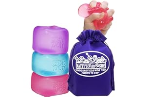 MATTY'S TOY STOP Schylling Nice Cube Translucent NeeDoh...Groovy Glob! Squishy, Squeezy, Popping, Stretchy Stress Fidget Cubes Complete Gift Set Party Bundle with Storage Bag - 3 Pack (Purple, Pink & Blue)