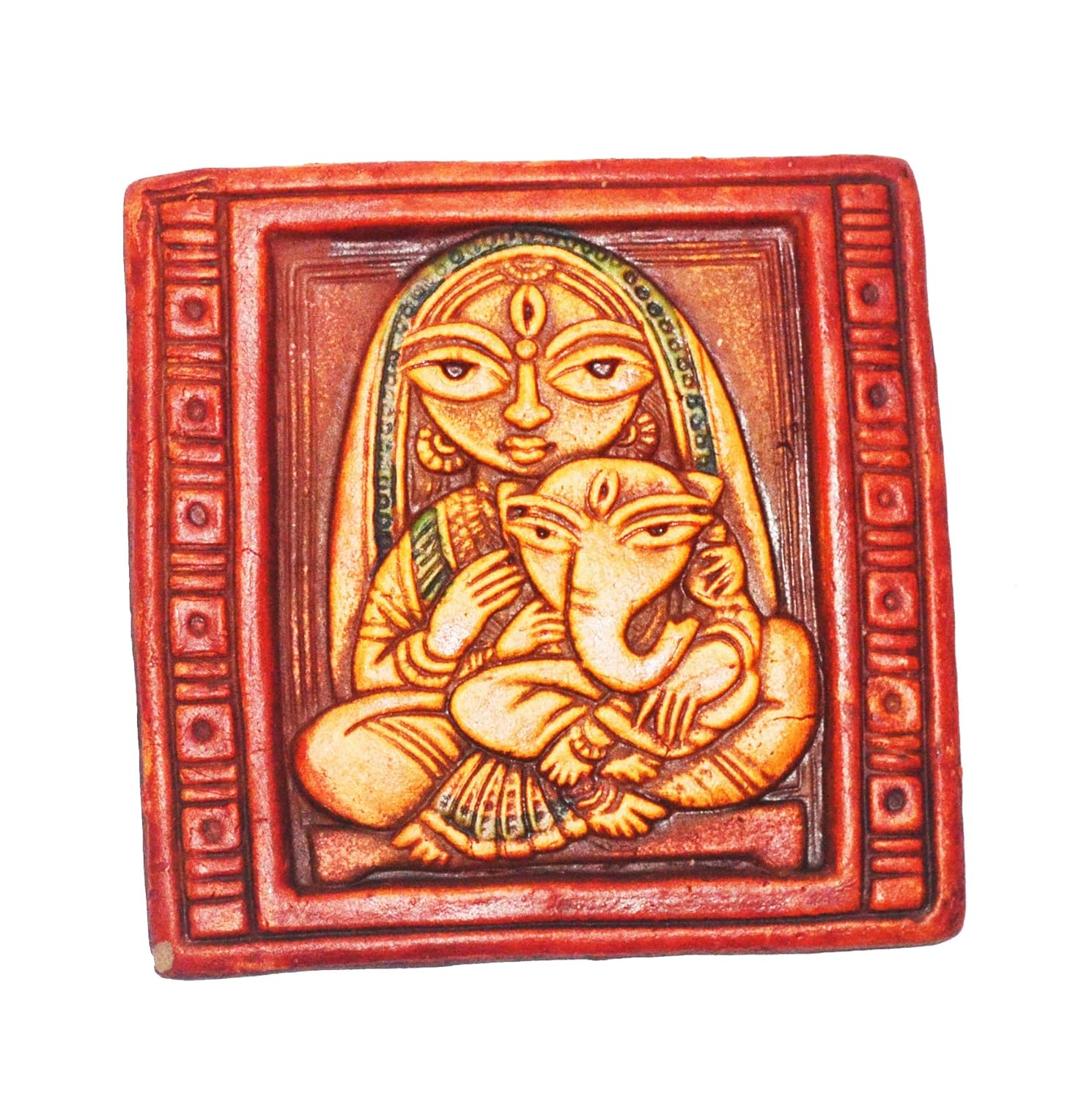 Buy Jisna Collections Terracotta Jamini Roy Ganesha And Parvati Wall Painting For Living Room And Bed Room Online At Low Prices In India Amazon In