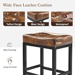 LUE BONA Counter Height Bar Stools, 24 Inch Saddle