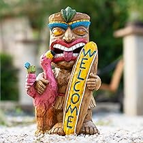 Tiki Solar Lights Outdoor Garden Decor (Welcome Surfboard
