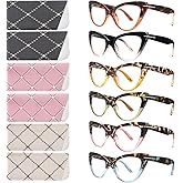 BONCAMOR 6 Pack Fashion Cat Eye Reading Glasses for Women Blue Light Blocking Oversized Spring Hinges Computer Readers
