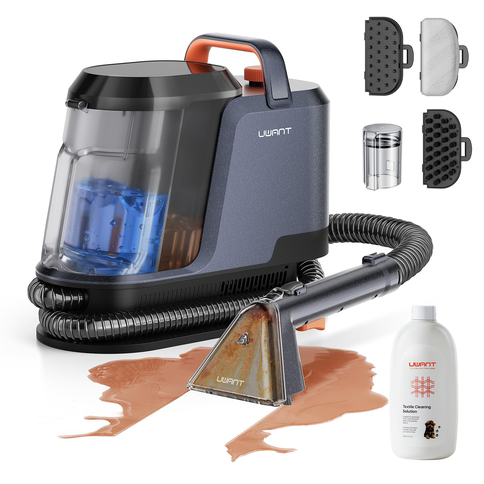 Photo 1 of uwant Portable Carpet and Upholstery for Deep Cleaner, 18Kpa Carpet Cleaner Machine for Cars, Pets with Cleaning Tool and Self Cleaning Set of 1 for Spot, Rug, Couch