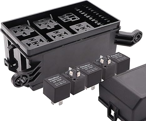 12 Slot Fuse Relay Box 6 Relays Box 6 Atc Ato Fuses Holder Block With Fuses Relays And 41pcs Metallic Pins For Automotive And Jeep Boat Car Marine