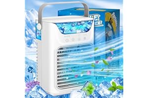 BRIVENNOR Portable Air Conditioner, 650ML 3 Powerful Speeds Mini Air Conditioner, Chill3.0 Evaporative Air Cooler, Personal Space Cooler Humidifier, Small Portable AC Fan for Home