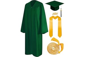 Mukum Graduation Cap and Gown 2025 Set with Tassel Honor Cord Graduation Stoles for High School College Bachelor