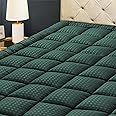 HYLEORY King Mattress Pad Quilted Fitted Mattress Protector Cooling Pillow Top Mattress Cover Breathable Fluffy Soft Mattress Topper with 8-21" Deep Pocket, Green