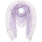 Cindy & Wendy Lightweight Triangle Floral Fashion Lace Fringe Scarf Wrap for Women