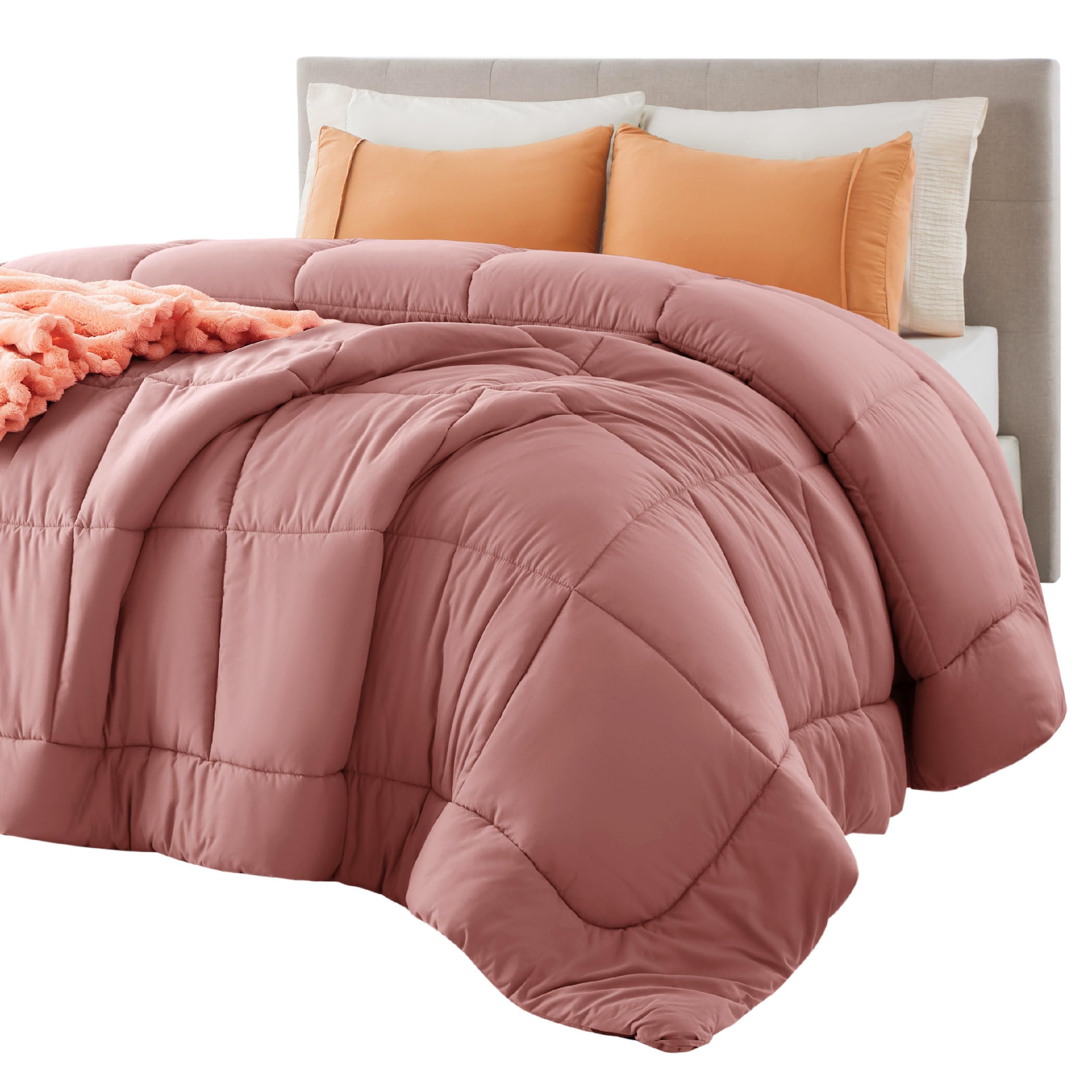 Photo 1 of Bedsure Comforter Duvet Insert - Quilted Comforters Queen Size, All Season Duvet, GentleSoft Down Alternative Bedding, with 8 Tabs, Gifts for Women/Men, Dusty Pink, Queen 88 x 88 Inches