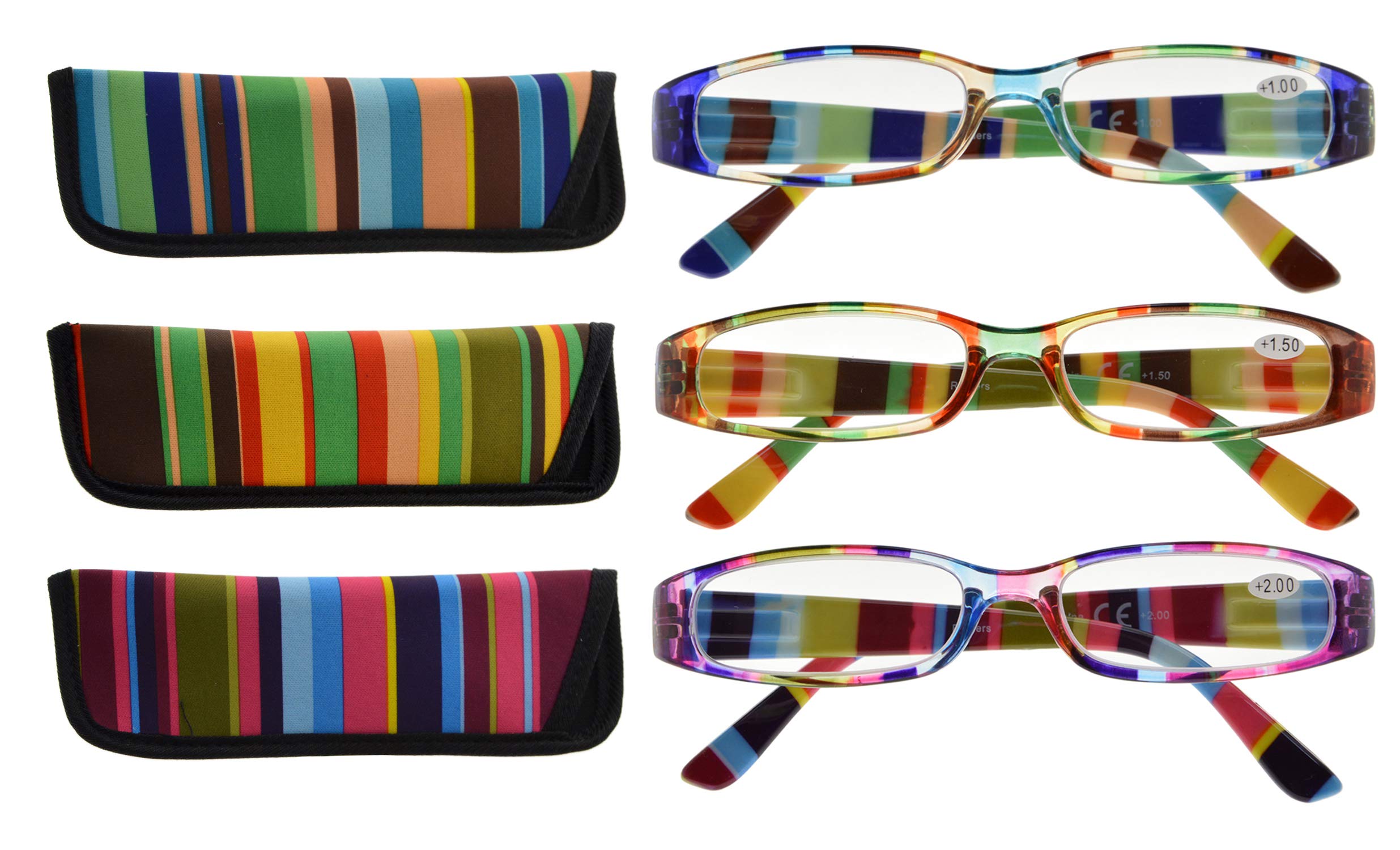 CessBlu Reading Glasses - 3 Pairs Ladies Fashion Reader Eyeglasses for Women Reading +1.5