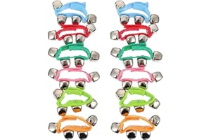 Milisten 12Pcs Band Bells Bracelets Wrist Jingle Bells and Ankle Set for Kids Music Party Dance Festival 7.87In Durable Hand 