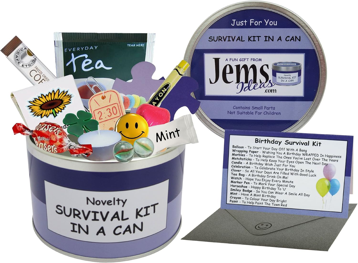 Survival Kit In A Can Birthday Humorous Novelty Fun Gift Happy Birthday Present & Card All In One. Friend, Sister, Brother