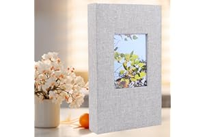 AYNOO Photo Album 4x6 300 Photos, Leather Cover Extra Large Capacity Wedding Family Photo Albums 4x6,300Pockets,Grey,1Pack