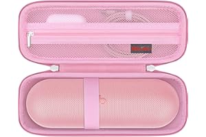 Elonbo Carrying Case ​for Beats Pill - Portable Bluetooth Speaker, Beats Pill Waterproof Bluetooth Speaker Hard Travel Bag Storage Cover Holder, Mesh Pocket Fits Charger, Pink
