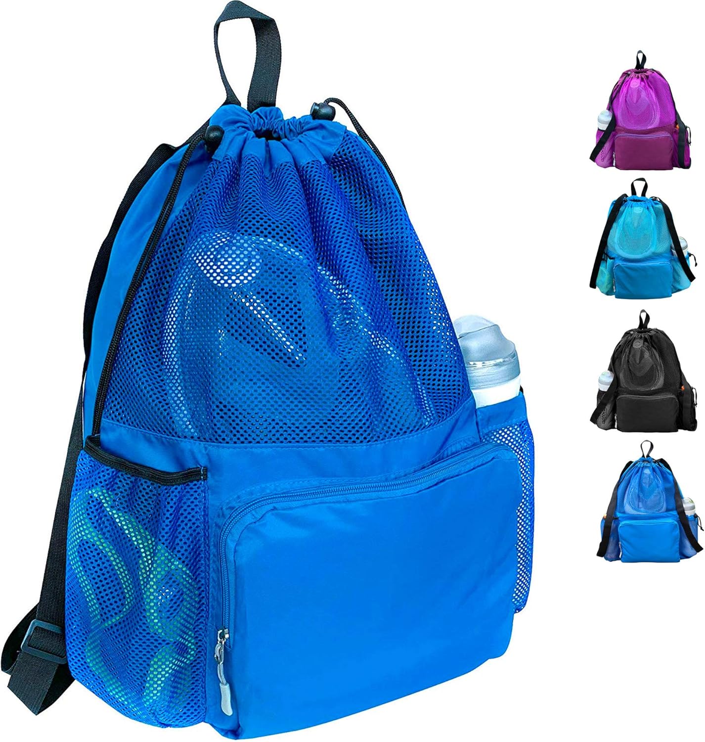 ButterFox Large Swimming Equipment Mesh Bag with Separated Waterproof Dry Compartment, Dry and Wet Separated (Blue): Sports & Outdoors