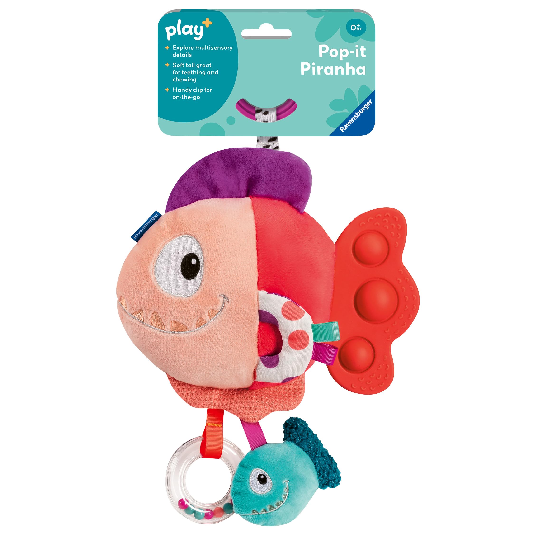 Ravensburger Play+ Pop-it Red Piranha - New Born Sensory & Development Baby Toys 0-6 Months - Infant Gifts