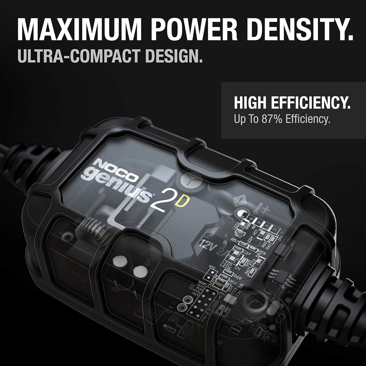 NOCO GENIUS2D, 2-Amp Direct-Mount Onboard Charger, 12V Battery Charger, Battery Maintainer, Trickle Charger, and Battery Desulfator with Temperature Compensation: Automotive