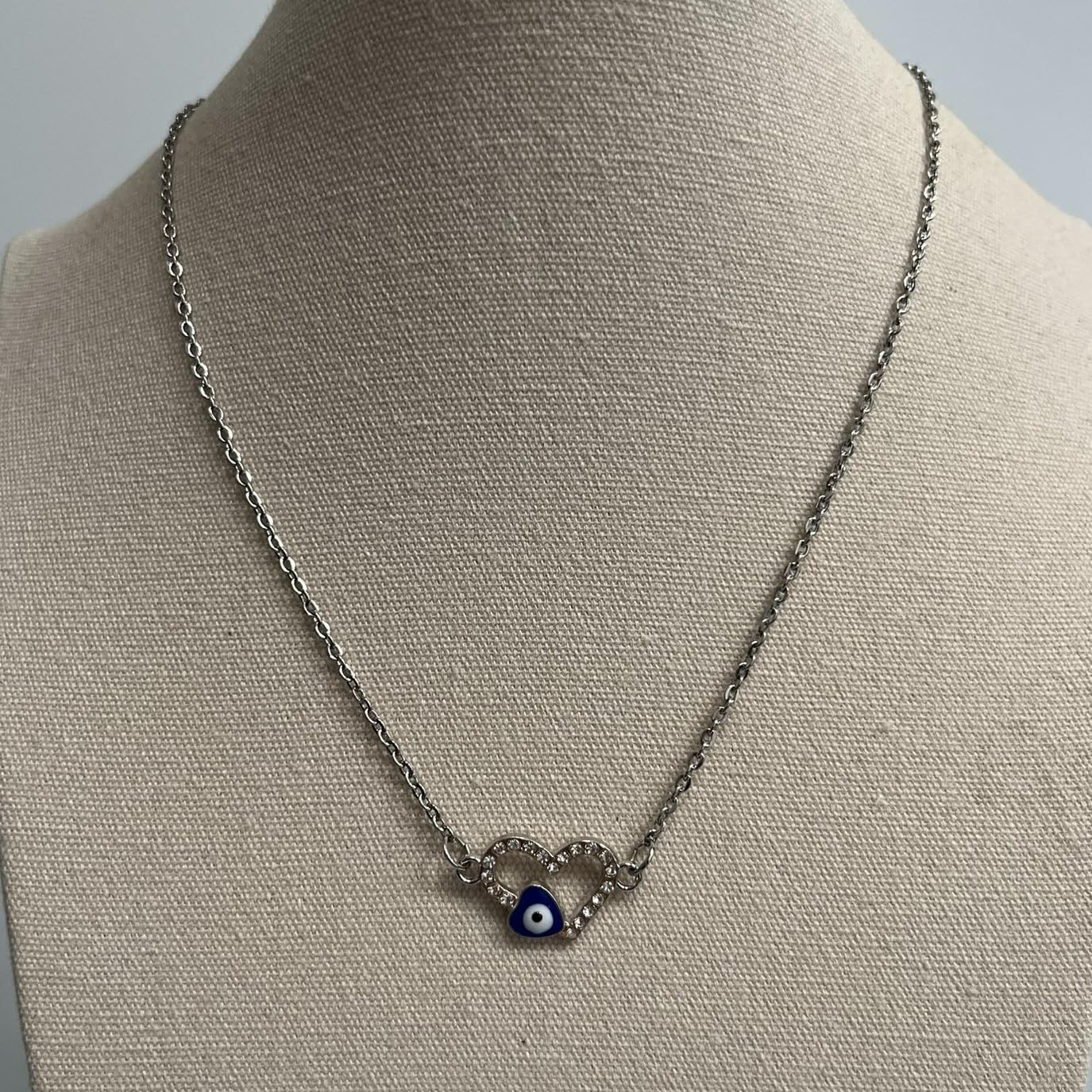Evil Eye Pendant, Rhinestone Heart (JIT)