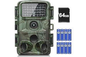 KJK Trail Camera - 4K 64MP Game Camera with Night Vision, 0.05s Trigger Motion Activated Trail Cam, IP67 Waterproof, 130 Wide-Angle with 45pcs No Glow Infrared LEDs for Outdoor Wildlife, Green
