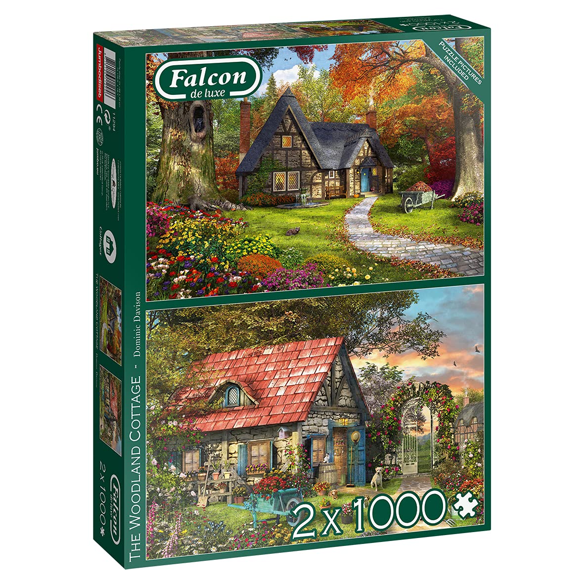 Jumbo, Falcon de luxe - Woodland Cottages, Jigsaw Puzzles for Adults, 2 x 1,000 piece