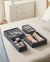 SONGMICS Set of 4 Underwear Drawer Organisers Slate Grey RUS04GY view 3