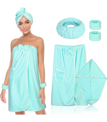 AUECOOME 6 Pcs Spa Robe Bath Wrap Towels For