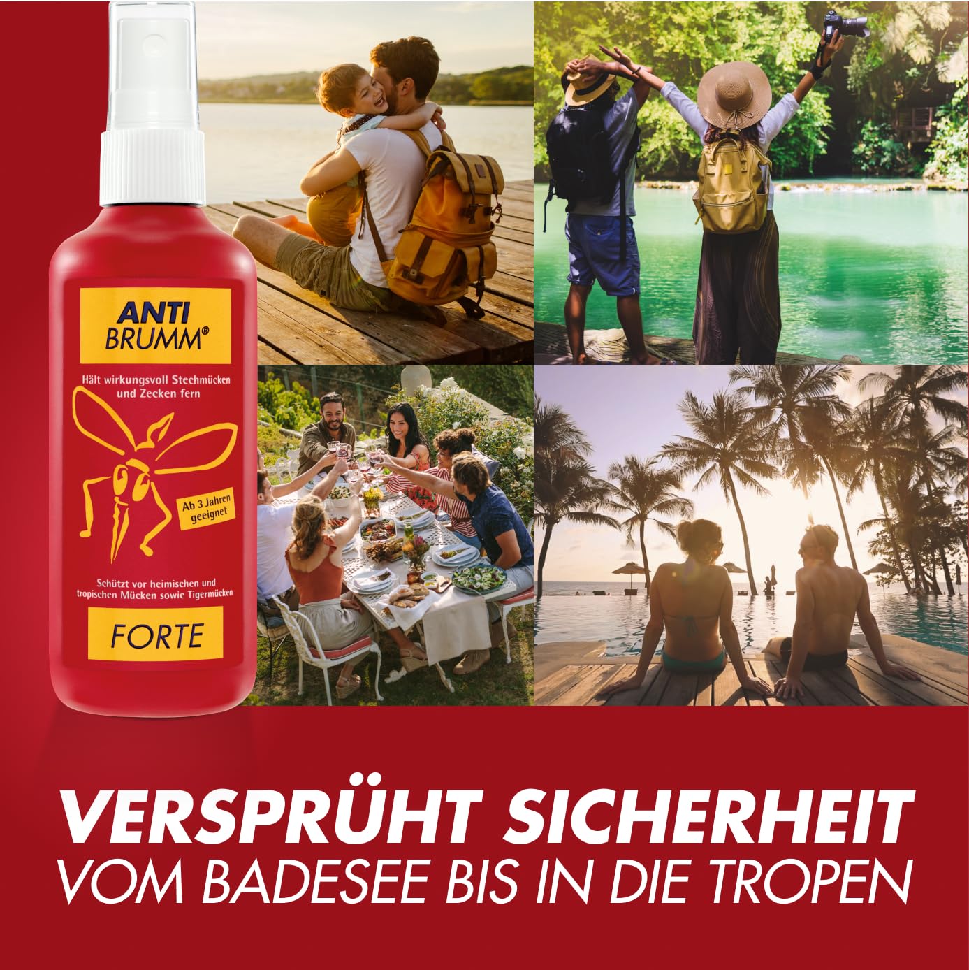 Anti Brumm Forte Reisebundle, Pumpspray 150 ml+Flugbeutel: Insekten-Repellent für effektiven Schutz gegen Mücken und Zecken, Mückenspray mit DEET 6