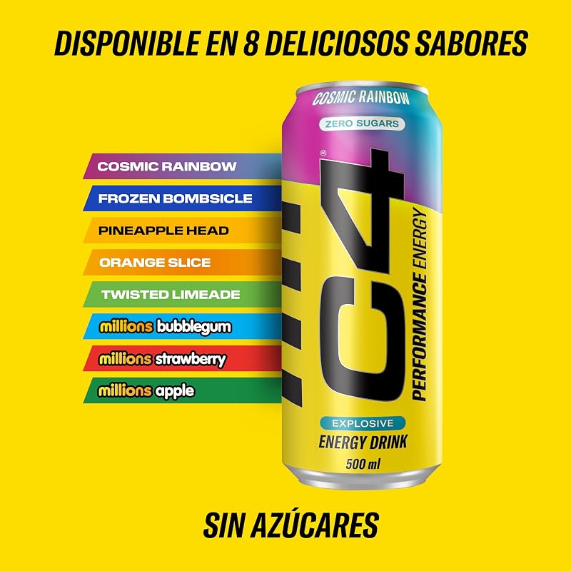 C4 Performance Energy Carbonated 500ml x 12 Cosmic Rainbow Multi-ling