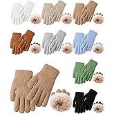 Shihanee 8 Pairs Kids Fleece Lined Gloves Winter Knit Cable Thermal Lined Mittens Thick Warm Gloves for 6-10 Years Girls Boys