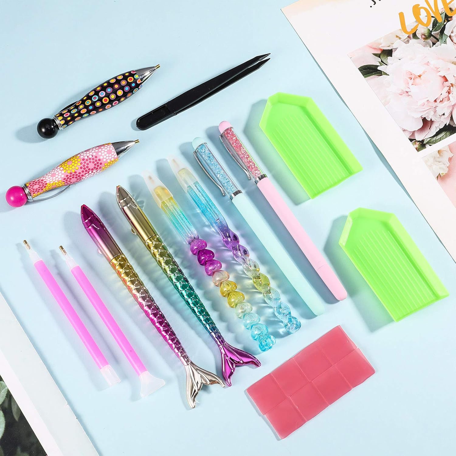 umorismo 33Pcs 5D Diamond Art Painting Tools, Includes 8 Diamond Art Painting Pens, 2 Plastic Trays, 2 Diamond Sticky Pen - Image 5