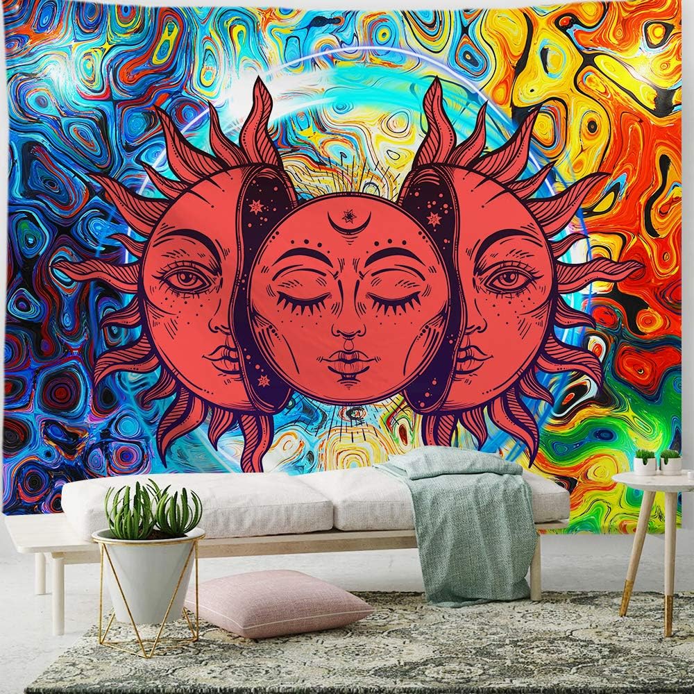 PROCIDA Trippy Sun and Moon Tapestry