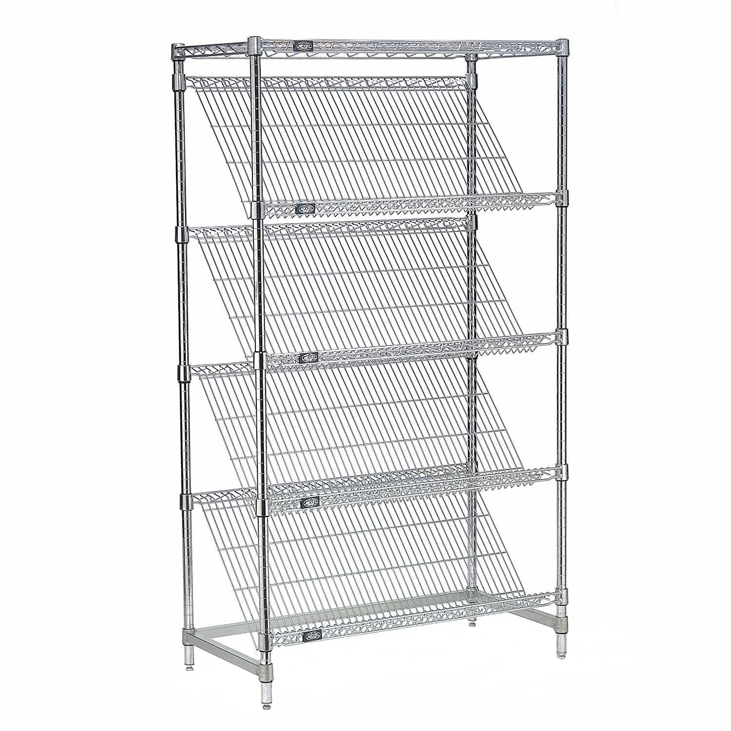 Nexel Slant Shelves Shelving Unit, Chrome Finish, 18"W x 48"L x 54"H Industrial