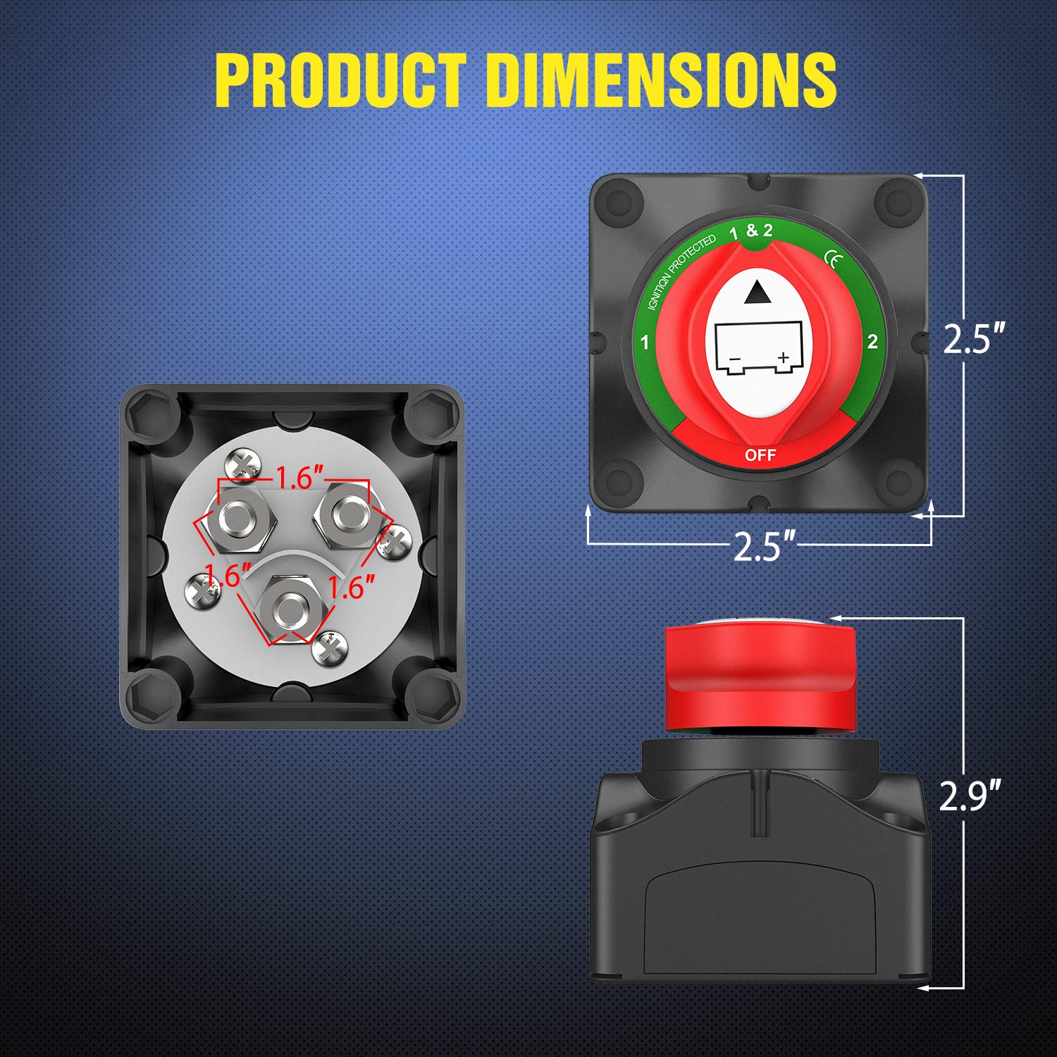Nilight 1-2-Both-Off Battery Switch, 12V-48V Battery Disconnect Master Cutoff Switch for Marine Boat Car RV ATV UTV Vehicle, Waterproof Heavy Duty Battery Isolator Switch, 2 Years Warranty (90108A): Industrial & Scientific