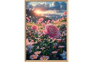 Leczany Cross Stitch Stamped Kits for Adults or Kids Beginners Patterns Craft Kit Needlepoint Full Range of DIY Embroidery Kits Starter 11CT 3 Strands | Sunshine Rose 15.8×22.4 inches