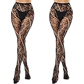 Pularlegs Women's Patterned Fishnet Tights Gothic Stockings High Waist Black Goth Pantyhose for Women