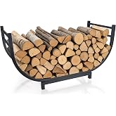 facka 30 Inch Firewood Rack Outdoor Metal Wood Rack | Iron Fire Log Stacker Holder for Fireplace, Patio, Porch, Yard, Garden, Indoor Outdoor Wood Storage